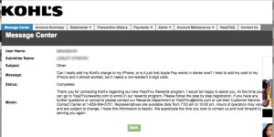 Kohl's doesn't read customer service queries